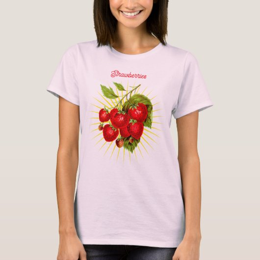 Oude Aardbeien Fruit Botanische Kunst T-shirt (Voorkant)