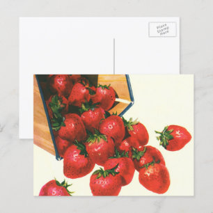 Oude Aardbeien in Mand, Eten Fruit Bessen Briefkaart