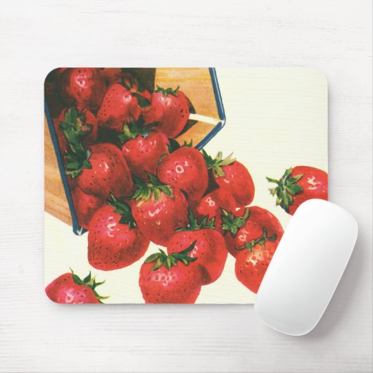 Oude aardbeien in mand, voedsel fruit bessen muismat (Met muis)