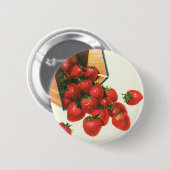 Oude aardbeien in mand, voedsel fruit bessen ronde button 5,7 cm (Voorkant /achterkant)