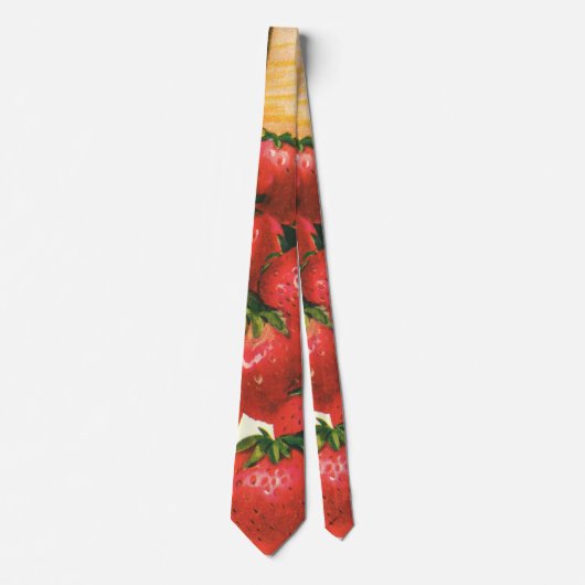 Oude Aardbeien in Mand, Voedsel Fruit Bessen Stropdas (Voorkant)