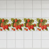 Oude aardbeien met groene bladeren tegeltje