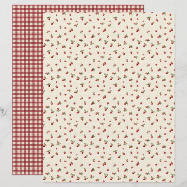 Oude Aardbeienschuur Scrapbook Papier (Voorkant / Achterkant)