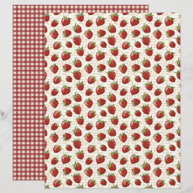 Oude Aardbeienschuur Scrapbook Papier (Voorkant / Achterkant)