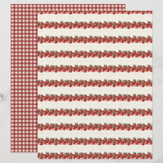 Oude Aardbeienschuur Scrapbook Papier (Voorkant / Achterkant)