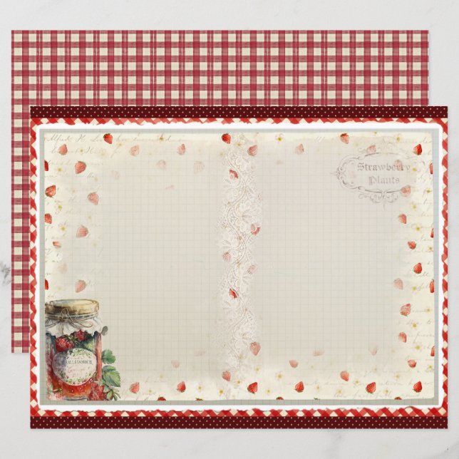 Oude Aardbeienschuur Scrapbook Papier (Voorkant / Achterkant)