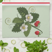 Oude Aardbeiplant op Saliegroen Theedoek (Gevouwen)