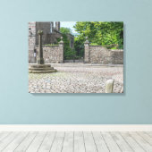 Oude Aberdeen Mercat Cross uitzicht canvas print (Insitu (Houten vloer))