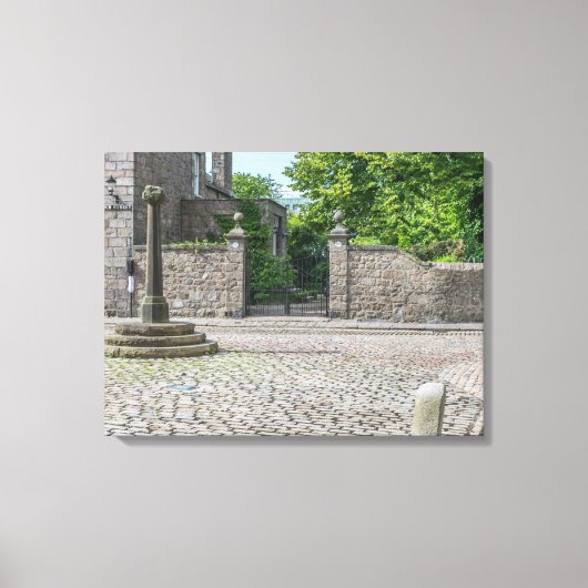 Oude Aberdeen Mercat Cross uitzicht canvas print (Voorkant)