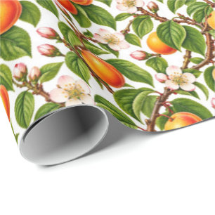 Oude abrikoos botanisch bloemmotief cadeaupapier