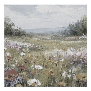 Oude Abstracte Boerderij Landschap Neutrale Kunst Perfect Poster