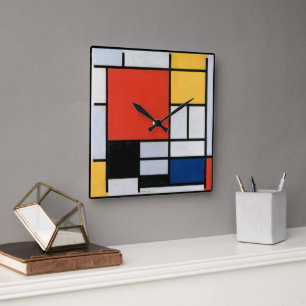 Oude Abstracte Compositie door Piet Mondrian Vierkante Klok