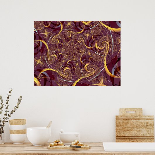 Oude Abstracte Gold Art Poster (Keuken)