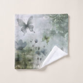 Oude Abstracte Vlinders Bloemen Ontwerp 401 Bad Handdoek (Wasdoekje)