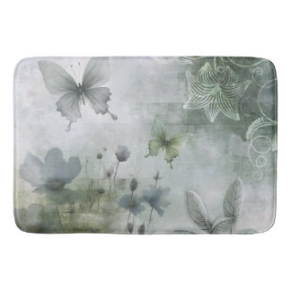 Oude Abstracte Vlinders Bloemen Ontwerp 401 Badmat