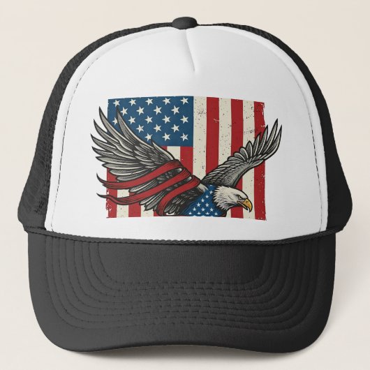 Oude Adelaar Vlag Vector Patriottisch Shirt Ontwer Trucker Pet (Voorkant)