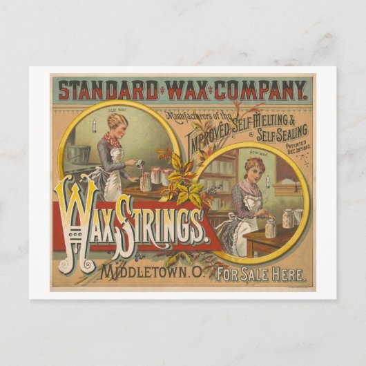Oude advertentie voor Standard Wax Strings Briefkaart (Voorkant)