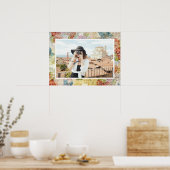 Oude afbeelding bloemmotief op maat poster (Keuken)