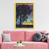 Oude afbeelding Duitsland, Gele bus 's nachts, Rei Canvas Afdruk (Insitu (Woonkamer))