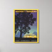Oude afbeelding Duitsland, Gele bus 's nachts, Rei Canvas Afdruk (Voorkant)