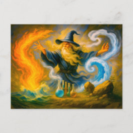 Oude afbeelding mastering van de vier elementen in feestdagenkaart