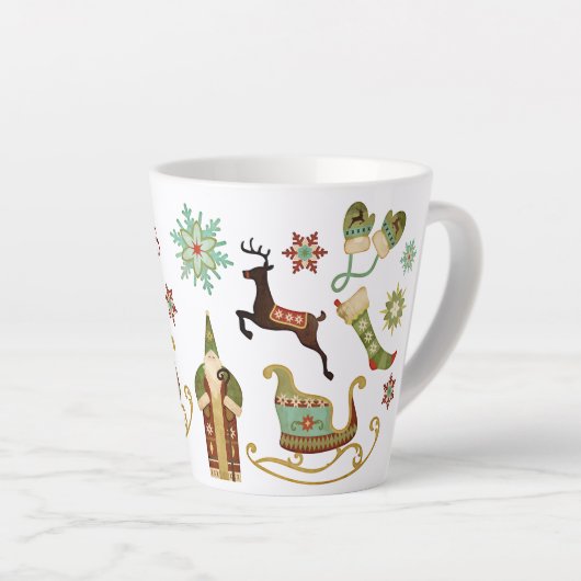 Oude Afbeeldingen met fashioned Latte Mok (Rechterhoek)