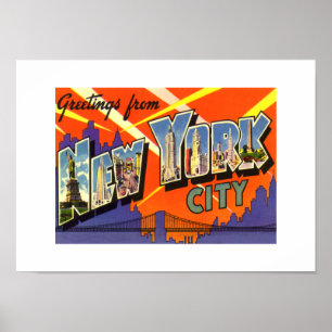 Oude afdruk groeten New York City Poster