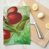 Oude Afgebladderde Aardbeien Aardbeienveld Theedoek (Quarter Fold)