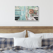 Oude afgebroken blauwe geschilderde deur canvas afdruk (Insitu (Slaapkamer))