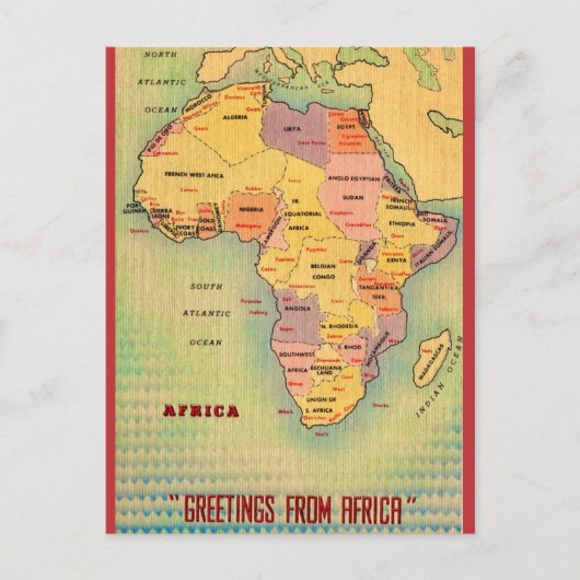 Oude Afrika kaart ansichtkaart (Voorkant)