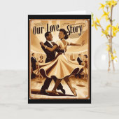 Oude Afrikaans-Amerikaanse Koppel Dansen Valentijn Kaart (Gele Bloem)