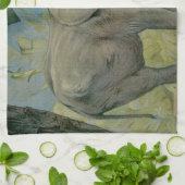Oude Afrikaanse Olifant in de Jungle, EJ Detmold Theedoek (Gevouwen)