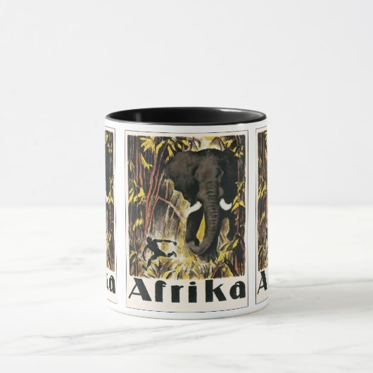 Oude Afrikaanse Reisposter, Afrikaanse Olifant Mok (Midden)