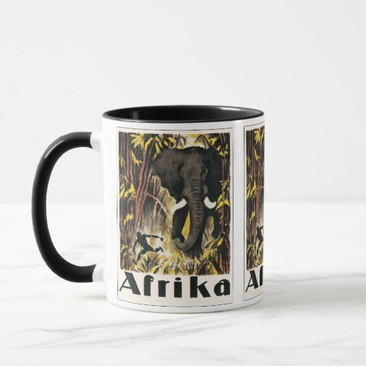 Oude Afrikaanse Reisposter, Afrikaanse Olifant Mok (Links)