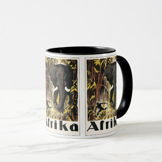 Oude Afrikaanse Reisposter, Afrikaanse Olifant Mok (Voorkant rechts)