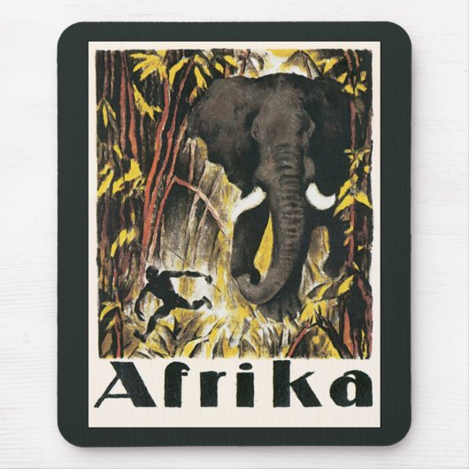 Oude Afrikaanse Reisposter, Afrikaanse Olifant Muismat (Voorkant)
