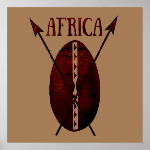 Oude Afrikaanse schild en speer kunst uit het verl Poster