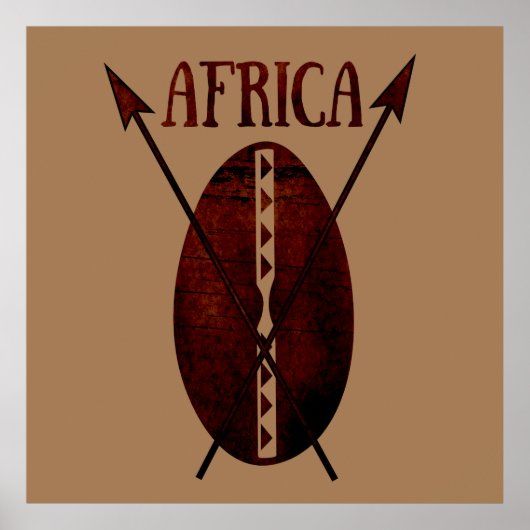 Oude Afrikaanse schild en speer kunst uit het verl Poster (Voorkant)