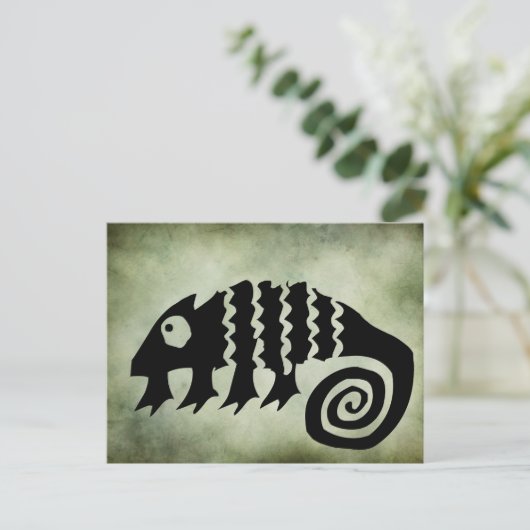 oude afrikaanse stammensymbolen linocut briefkaart (Staand voorkant)