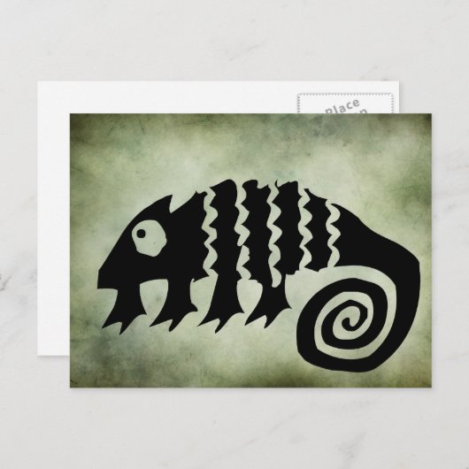 oude afrikaanse stammensymbolen linocut briefkaart (Voorkant / Achterkant)