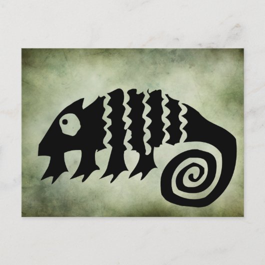 oude afrikaanse stammensymbolen linocut briefkaart (Voorkant)