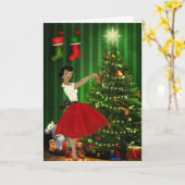 Oude Afro-Amerikaanse kerstkaart Kaart (Gele Bloem)