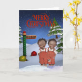 Oude Afro-Amerikaanse Kerstkaart  Kaart (Gele Bloem)