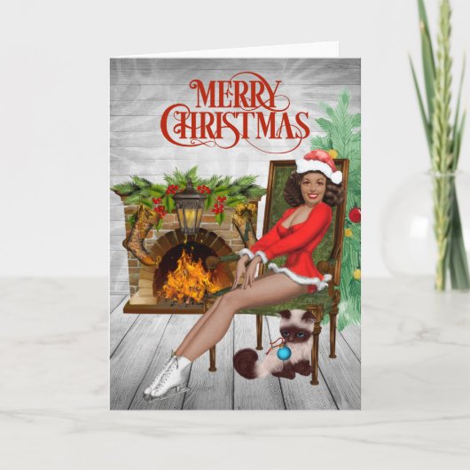 Oude Afro-Amerikaanse Kerstkaart Kaart (Voorkant)