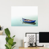 Oude Aiola boot. Kleine roeiboot in Baai van Seixa Poster (Thuiskantoor)
