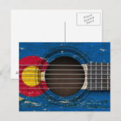 Oude akoestische gitaar met Colorado-vlag Briefkaart (Voorkant / Achterkant)