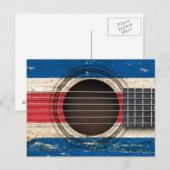 Oude akoestische gitaar met Costa Rica-vlag Briefkaart (Voorkant / Achterkant)