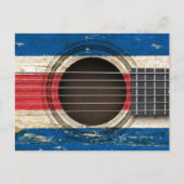 Oude akoestische gitaar met Costa Rica-vlag Briefkaart (Voorkant)