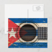 Oude akoestische gitaar met Cubaanse vlag Briefkaart (Voorkant / Achterkant)