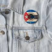 Oude akoestische gitaar met Cubaanse vlag Ronde Button 5,7 Cm (In situ)